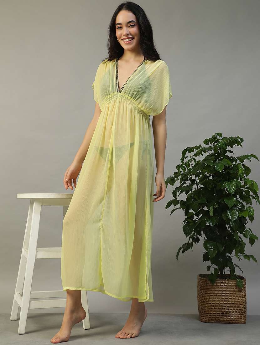 women solid short sleeve coverup dress - 22002386 - Standard Image - 2