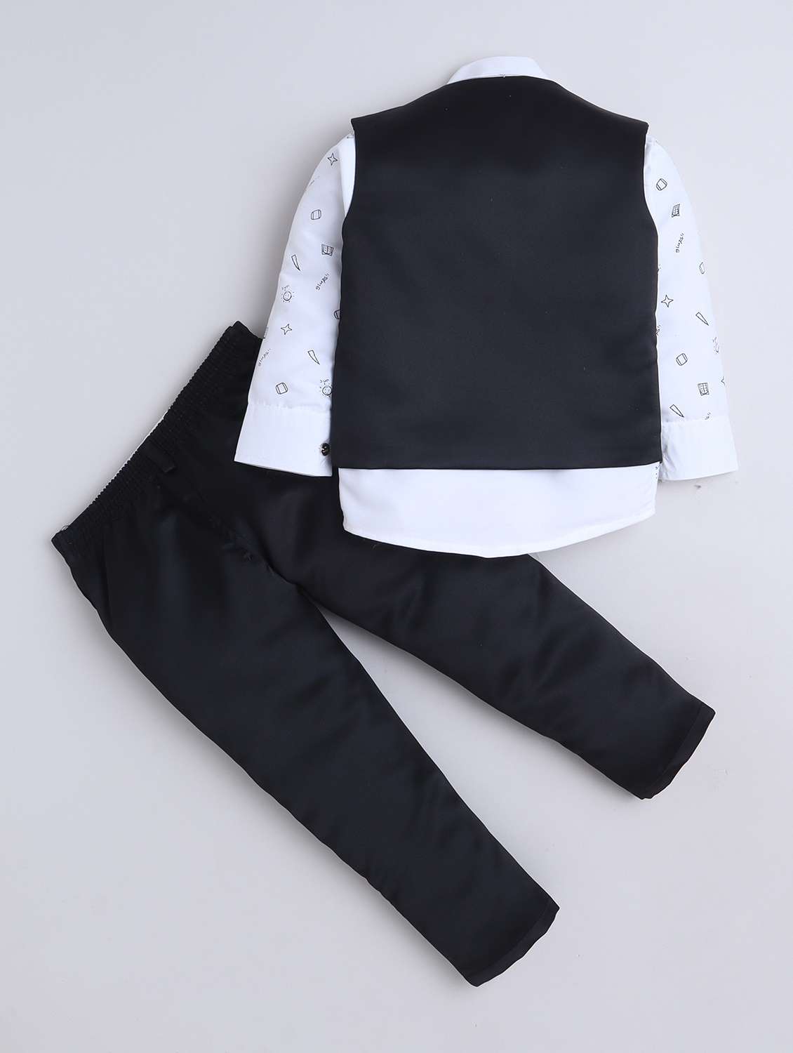 boys printed shirt and trouser with waistcoat - 22002439 -  Standard Image - 2