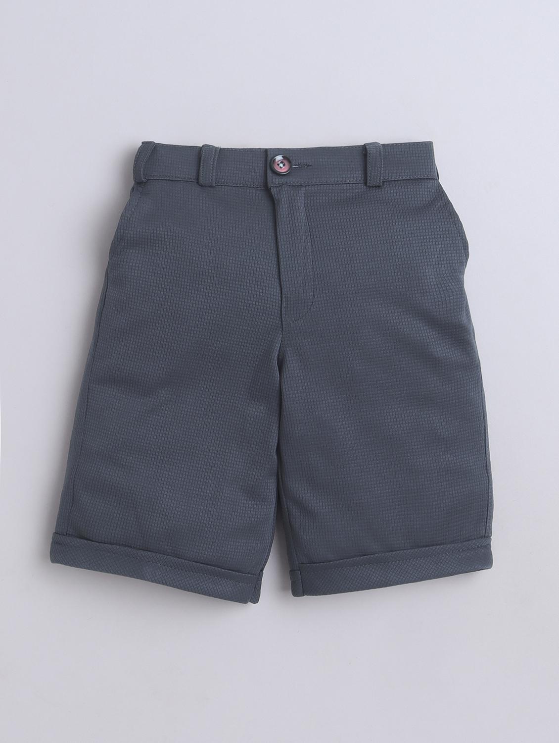 boys solid shirt and short co-ord set - 22002448 - Standard Image - 2