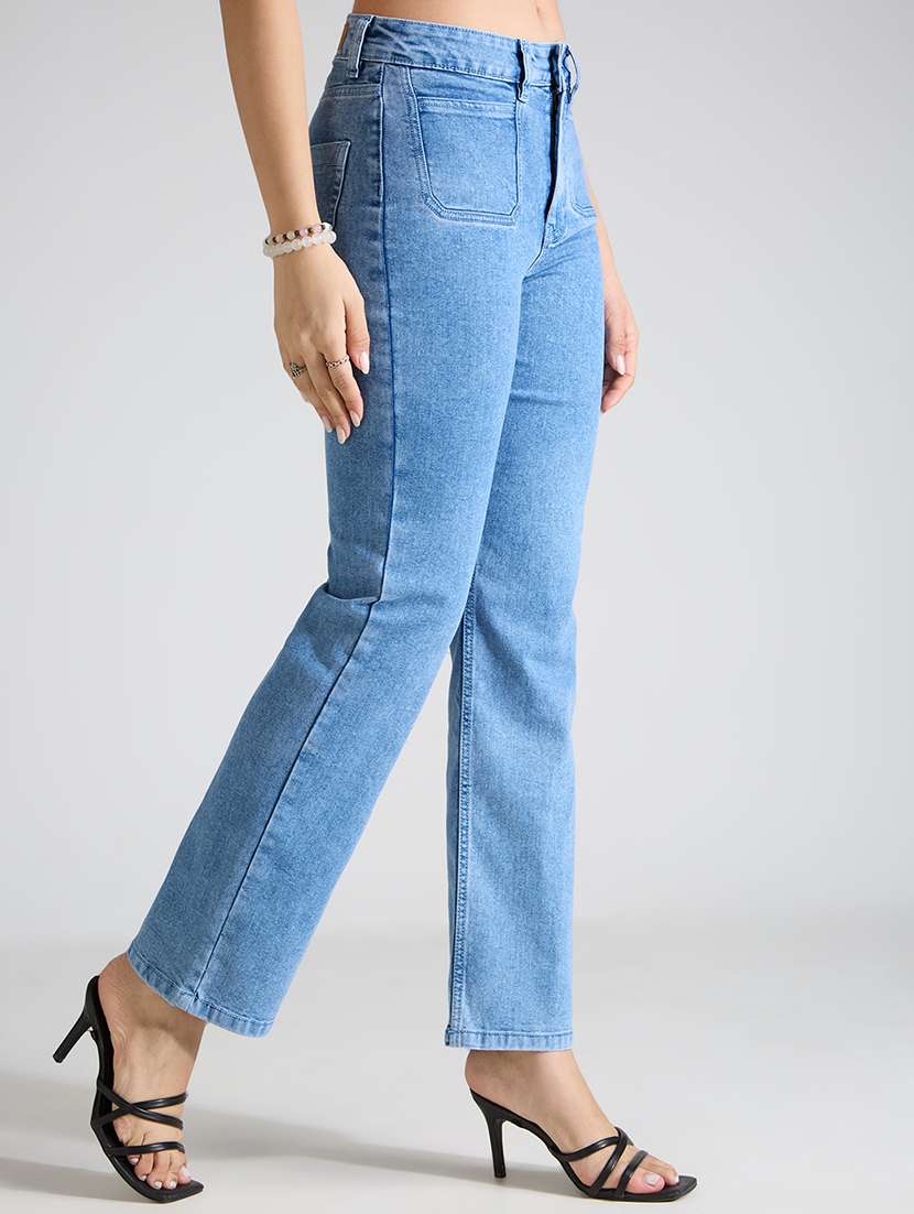 women solid mid rise straight fit jean - 22002478 - Standard Image - 2