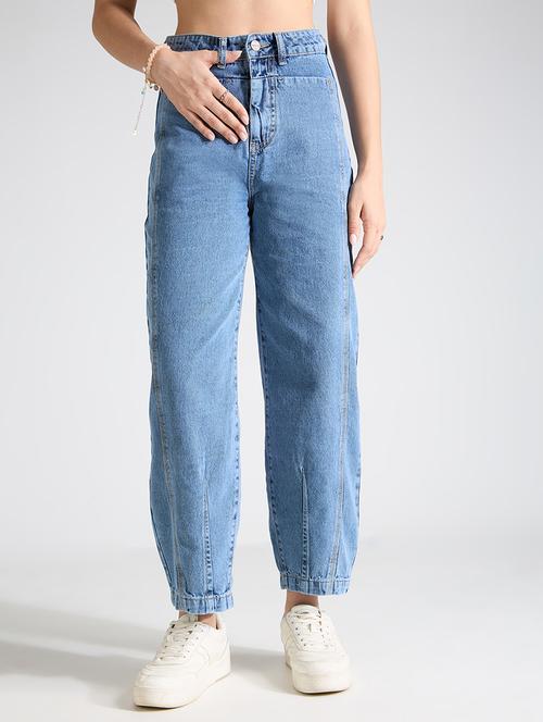 women solid high rise mom fit jeans - 22002479 - Standard Image - 0