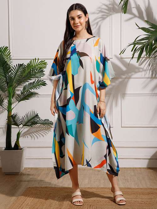 women printed kimono sleeve kaftan dress - 22002652 - Standard Image - 0