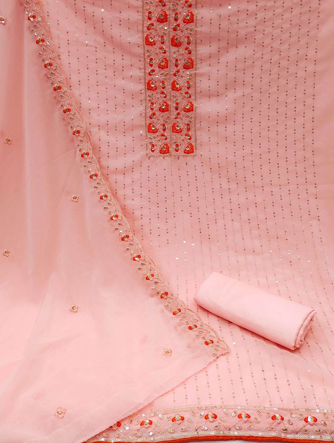 women solid with work embellished unstitched suit set - 22002669 -  Standard Image - 2