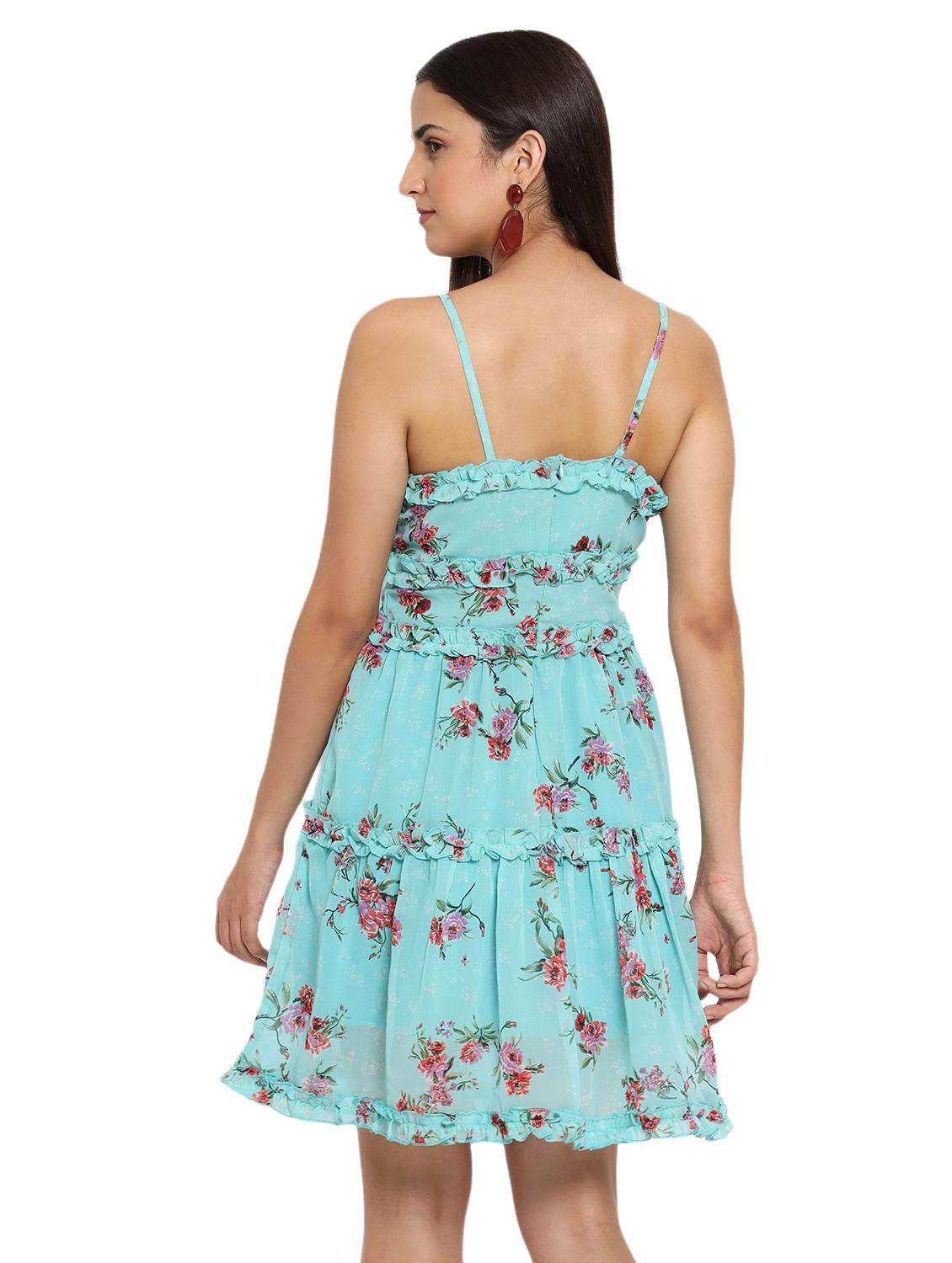 women floral printed shoulder strap tiered dress - 22002945 - Standard Image - 2