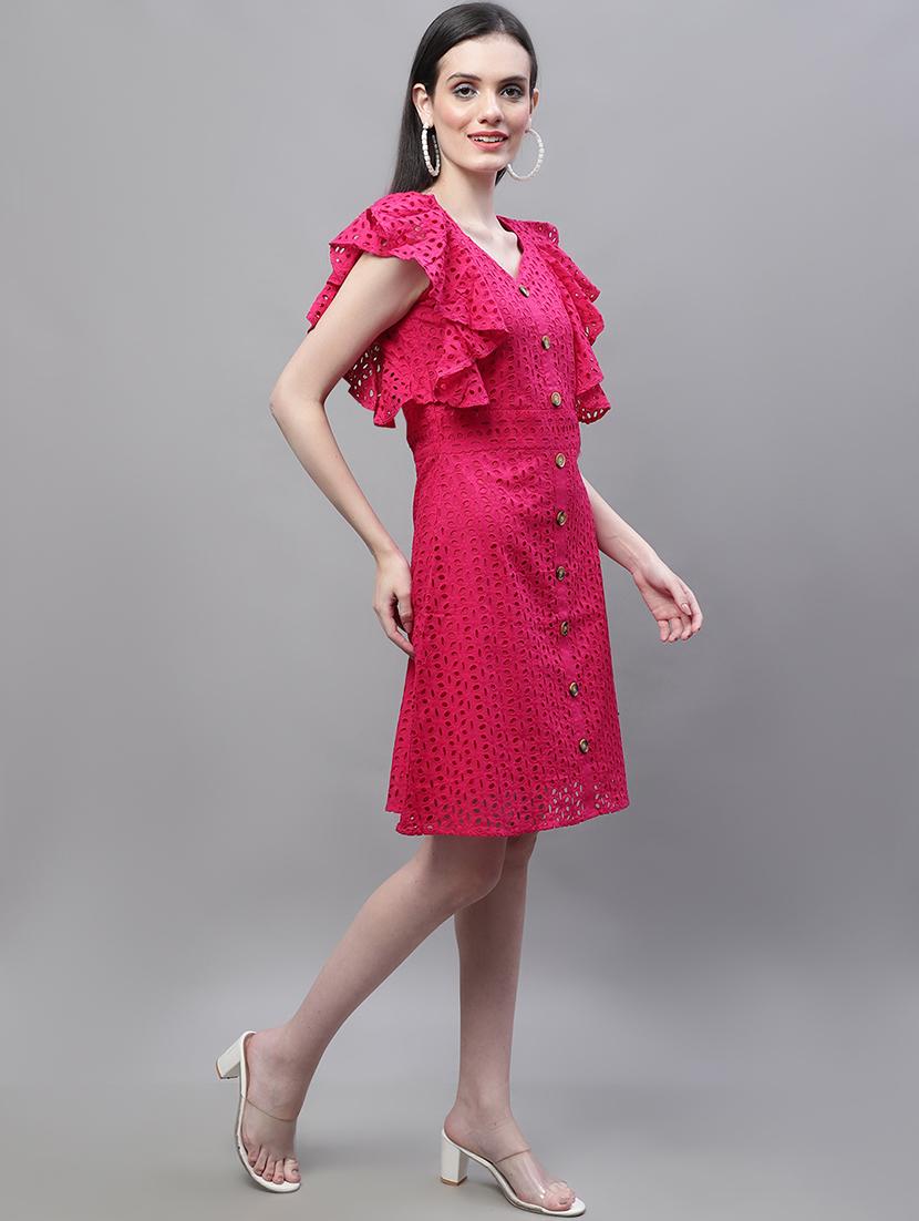 women self design sweetheart neck a-line schiffli dress - 22002946 - Standard Image - 2
