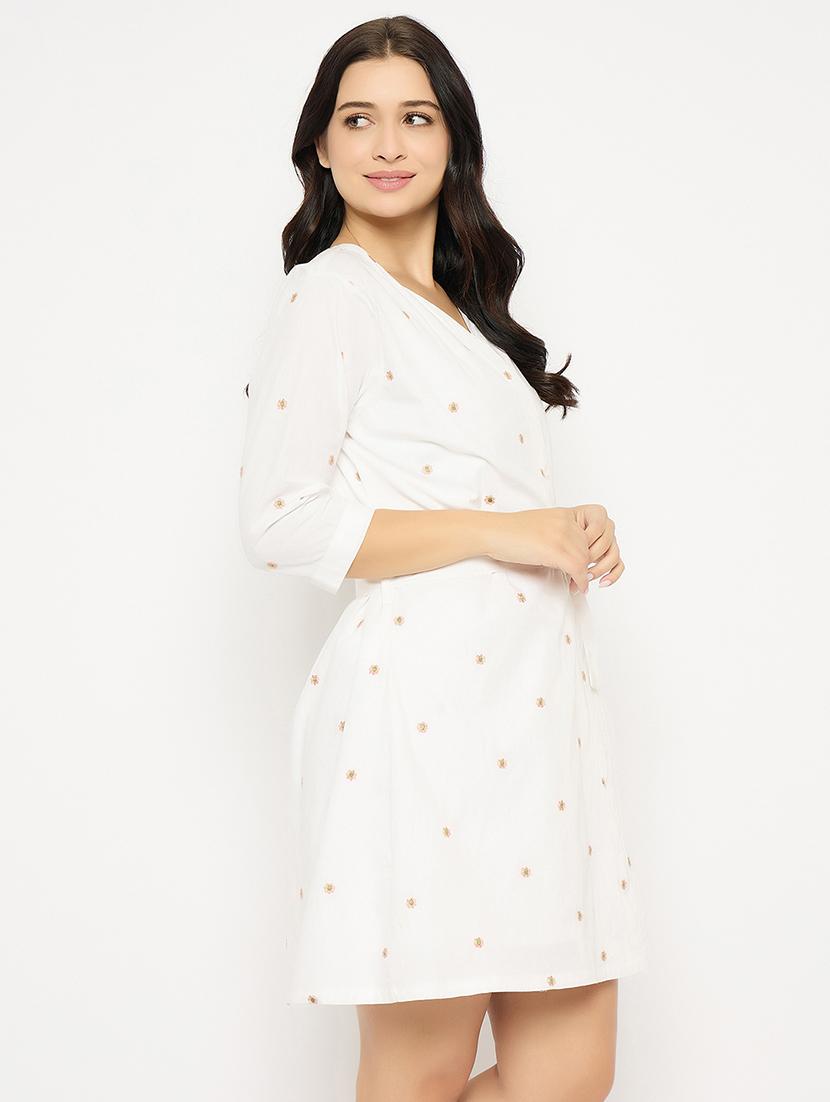 women embroidered nighty with robe - 22002957 - Standard Image - 2