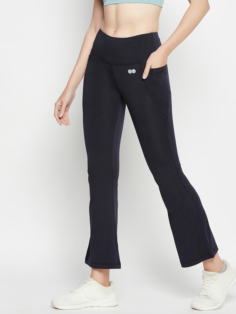 women solid high rise bootcut gym tights - 22002972 - Standard Image - 2