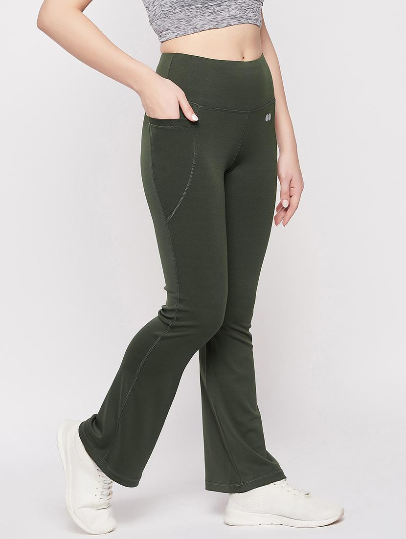 women solid high rise bootcut gym tights - 22002973 - Standard Image - 2