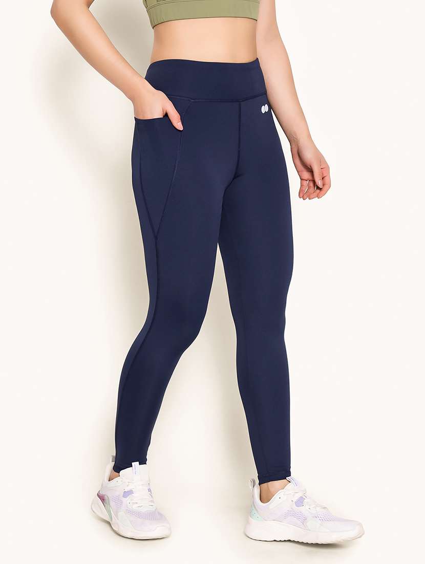 women solid high rise gym tights - 22002974 -  Standard Image - 2