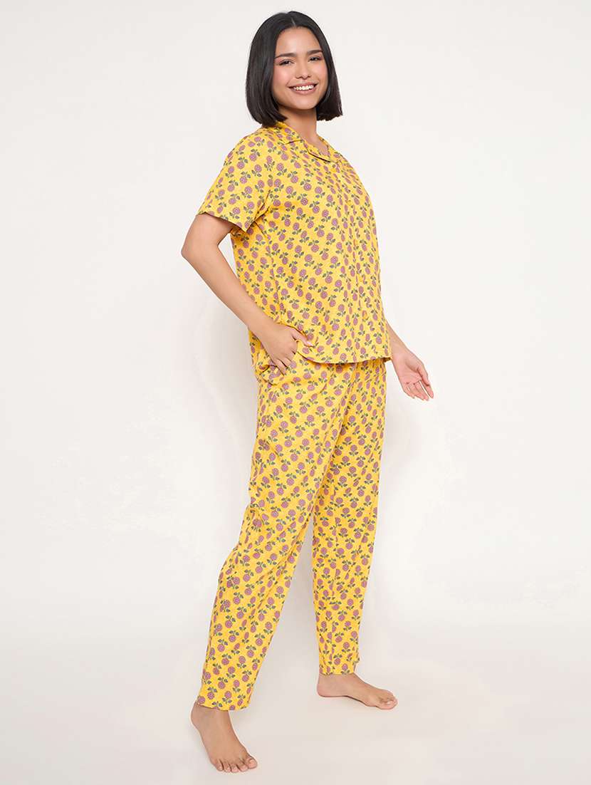 women printed short sleeve nightwear pyjama set - 22003123 - Standard Image - 2