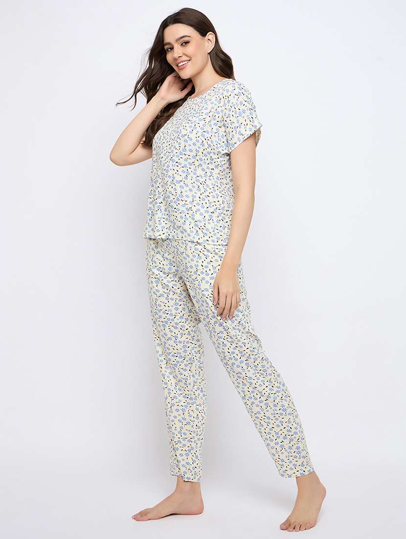 women printed short sleeve nightwear pyjama set - 22003129 -  Standard Image - 2