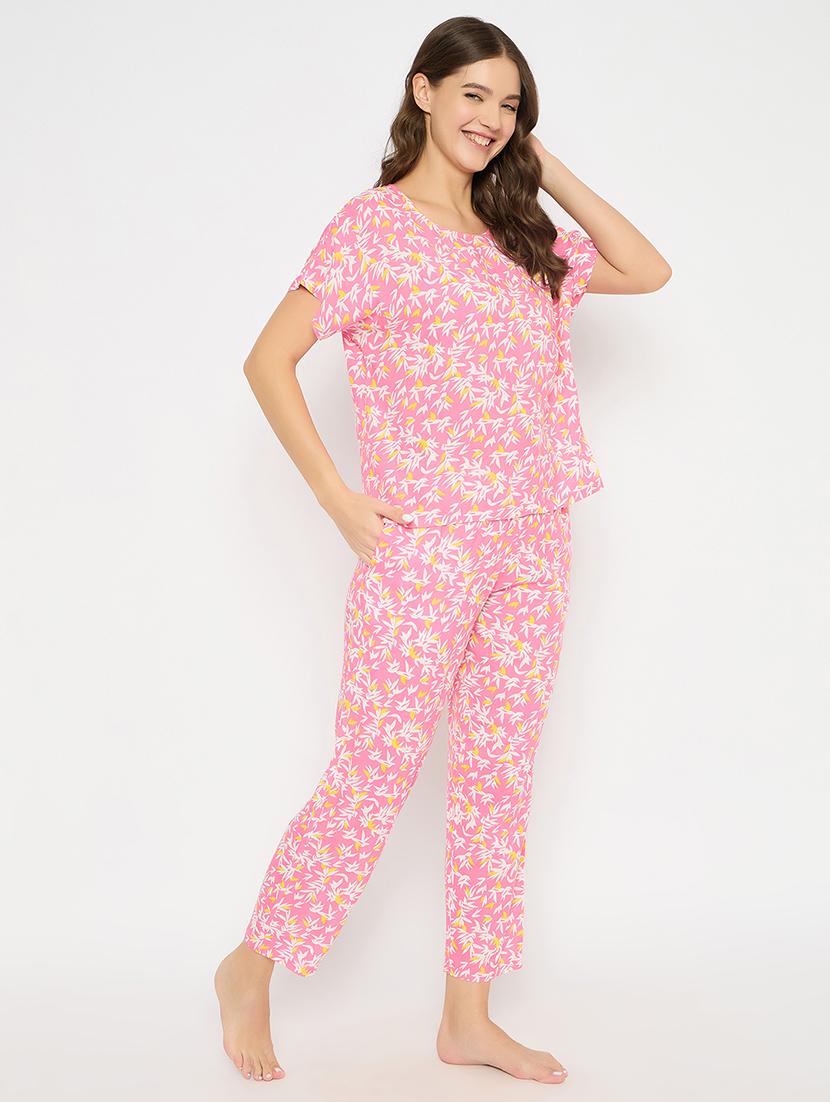 women printed short sleeve nightwear pyjama set - 22003130 - Standard Image - 2