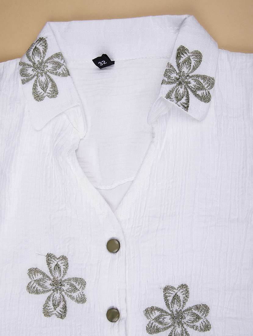 girls solid with work three quarter sleeve top - 22003160 -  Standard Image - 2