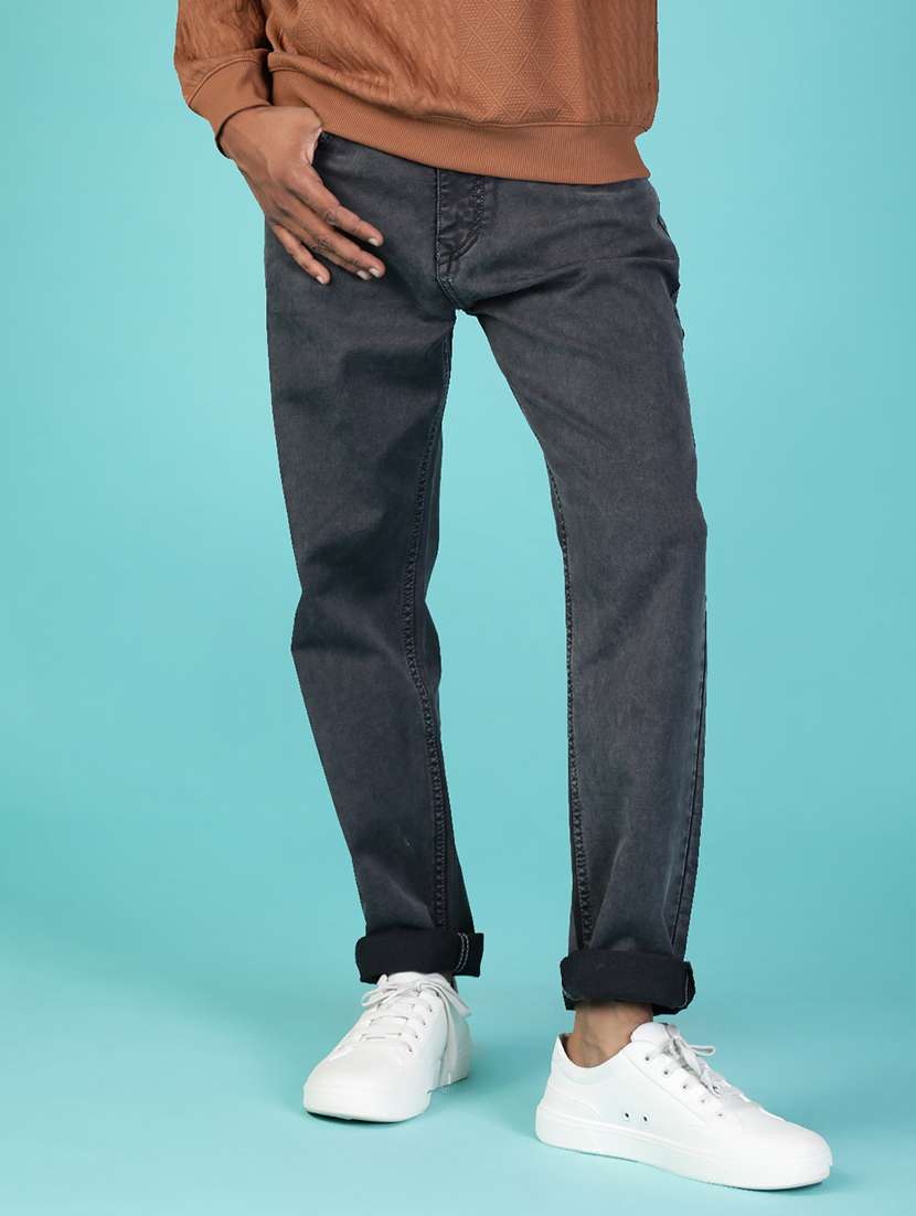 men solid mid rise slim fit jeans