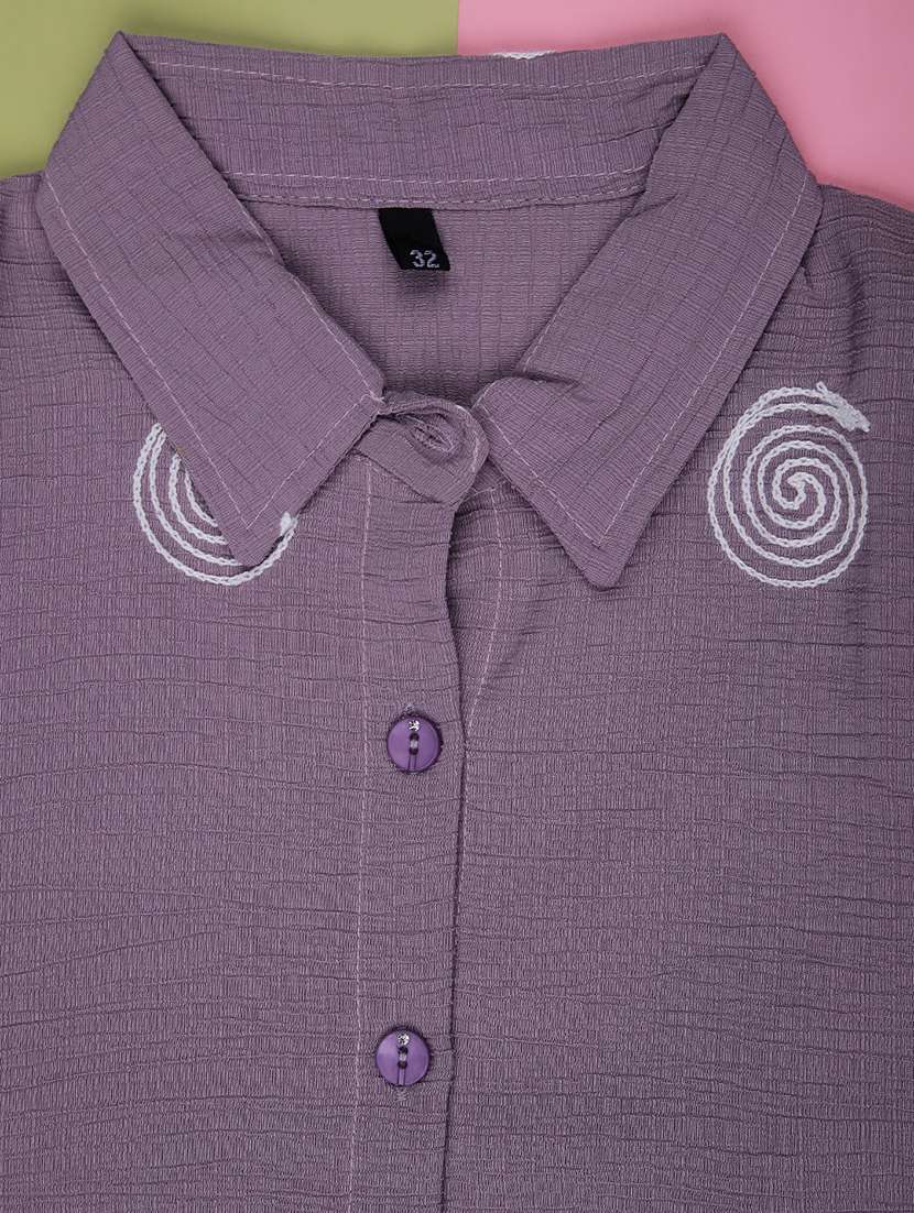 girls embroidered three quarter sleeve top - 22003273 -  Standard Image - 2