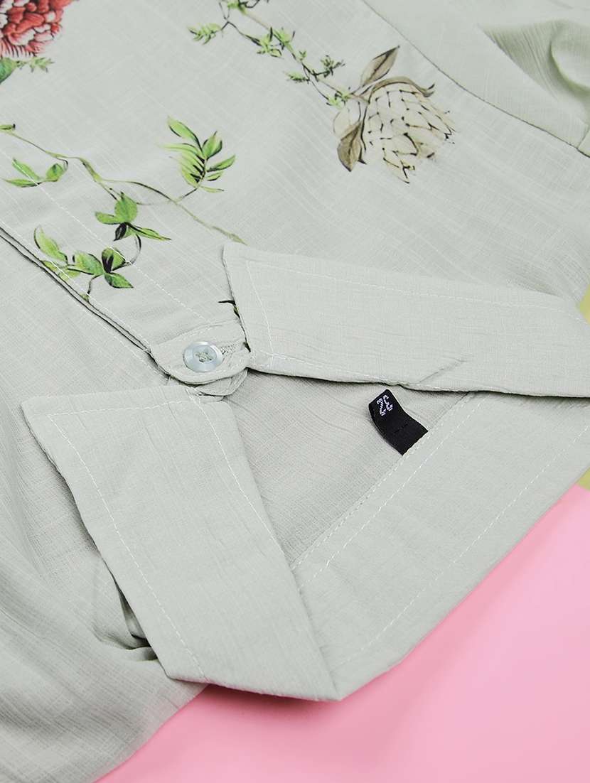 girls floral printed three quarter sleeve top - 22003310 -  Standard Image - 2