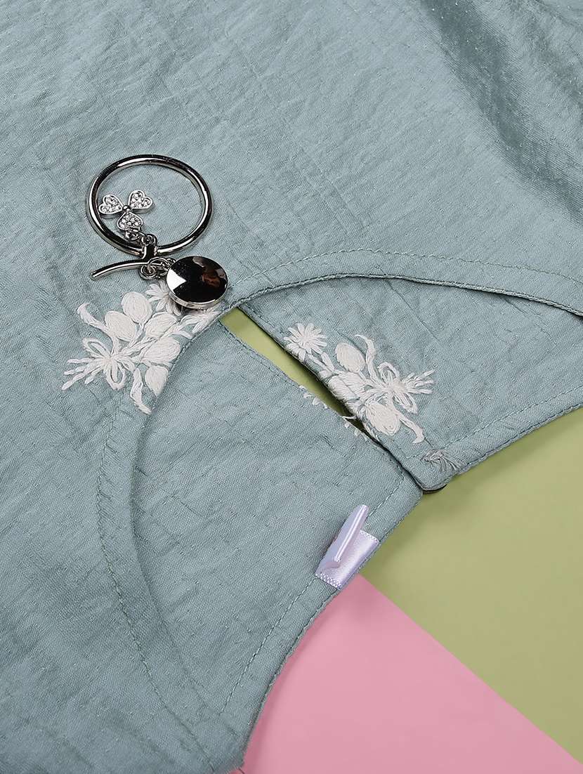 girls solid with work three quarter sleeve top - 22003343 -  Standard Image - 2