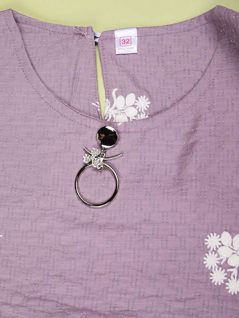 girls solid with work three quarter sleeve top - 22003348 -  Standard Image - 2