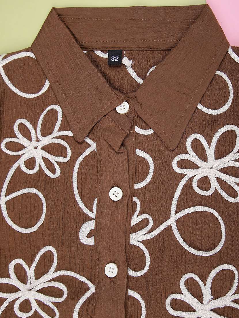 girls solid with work three quarter sleeve top - 22003358 -  Standard Image - 2