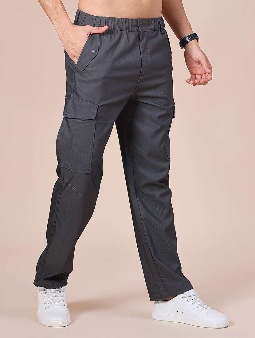 men solid mid rise regular fit cargo  - 22003395 -  Standard Image - 2