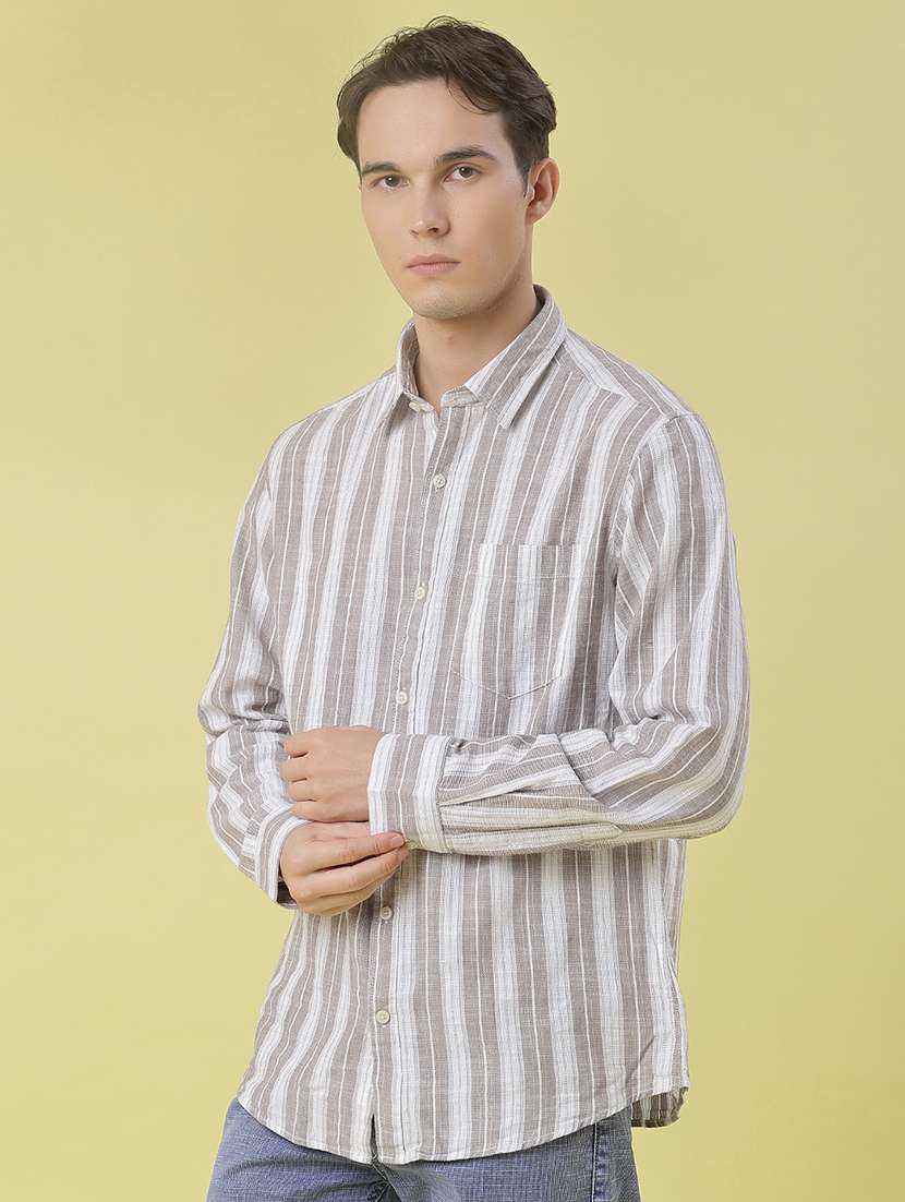 men striped long sleeve regular fit casual shirt - 22003577 -  Standard Image - 2