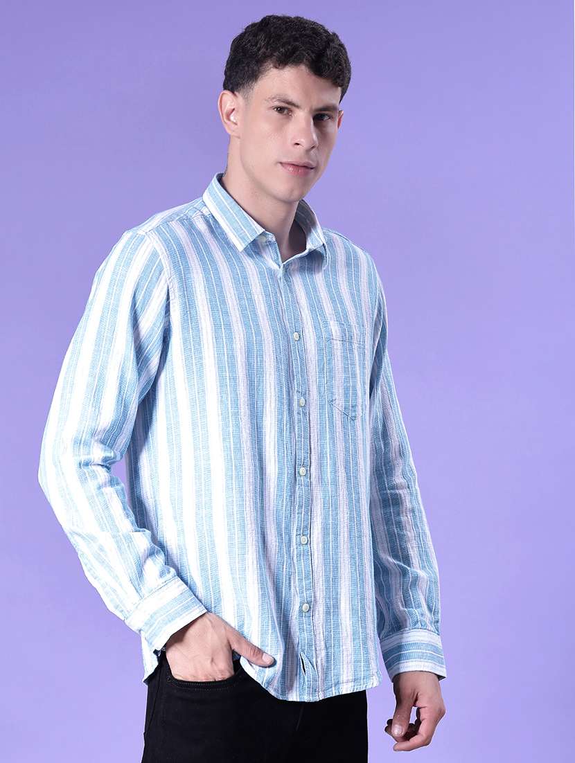 men striped long sleeve regular fit casual shirt - 22003578 -  Standard Image - 2