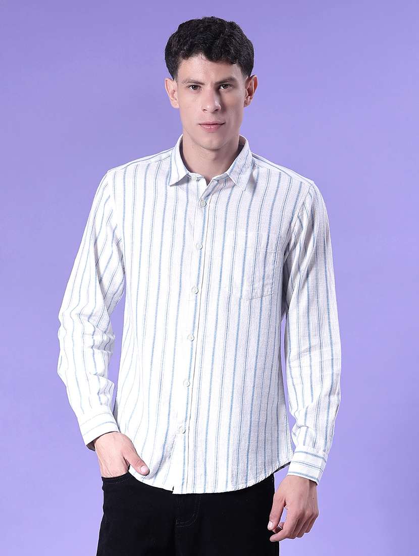 men striped long sleeve regular fit casual shirt - 22003582 -  Standard Image - 2