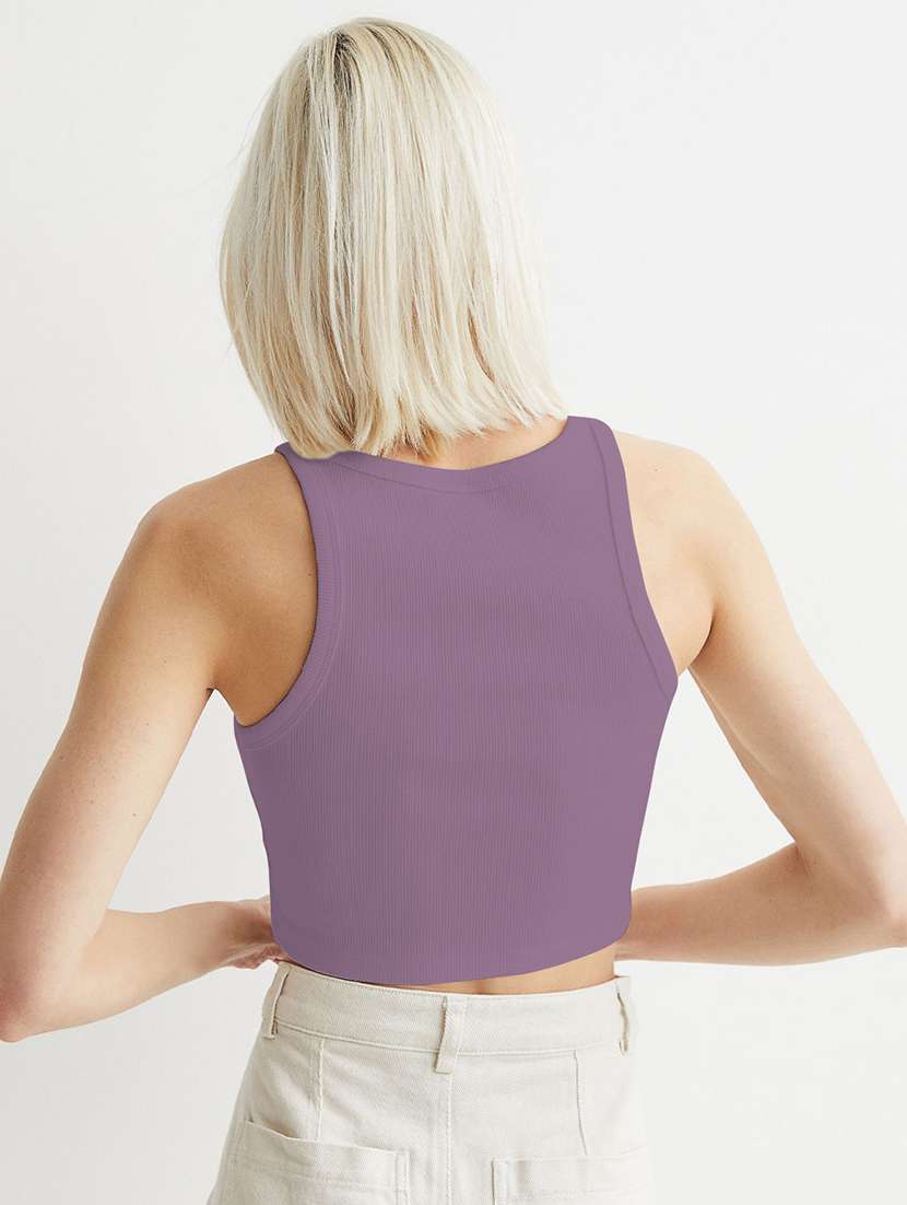 women solid sleeveless tank crop top - 22003649 -  Standard Image - 2