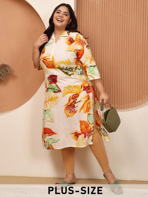women plus size printed three quarter sleeve straight kurta - 22003772 - Standard Image - 0