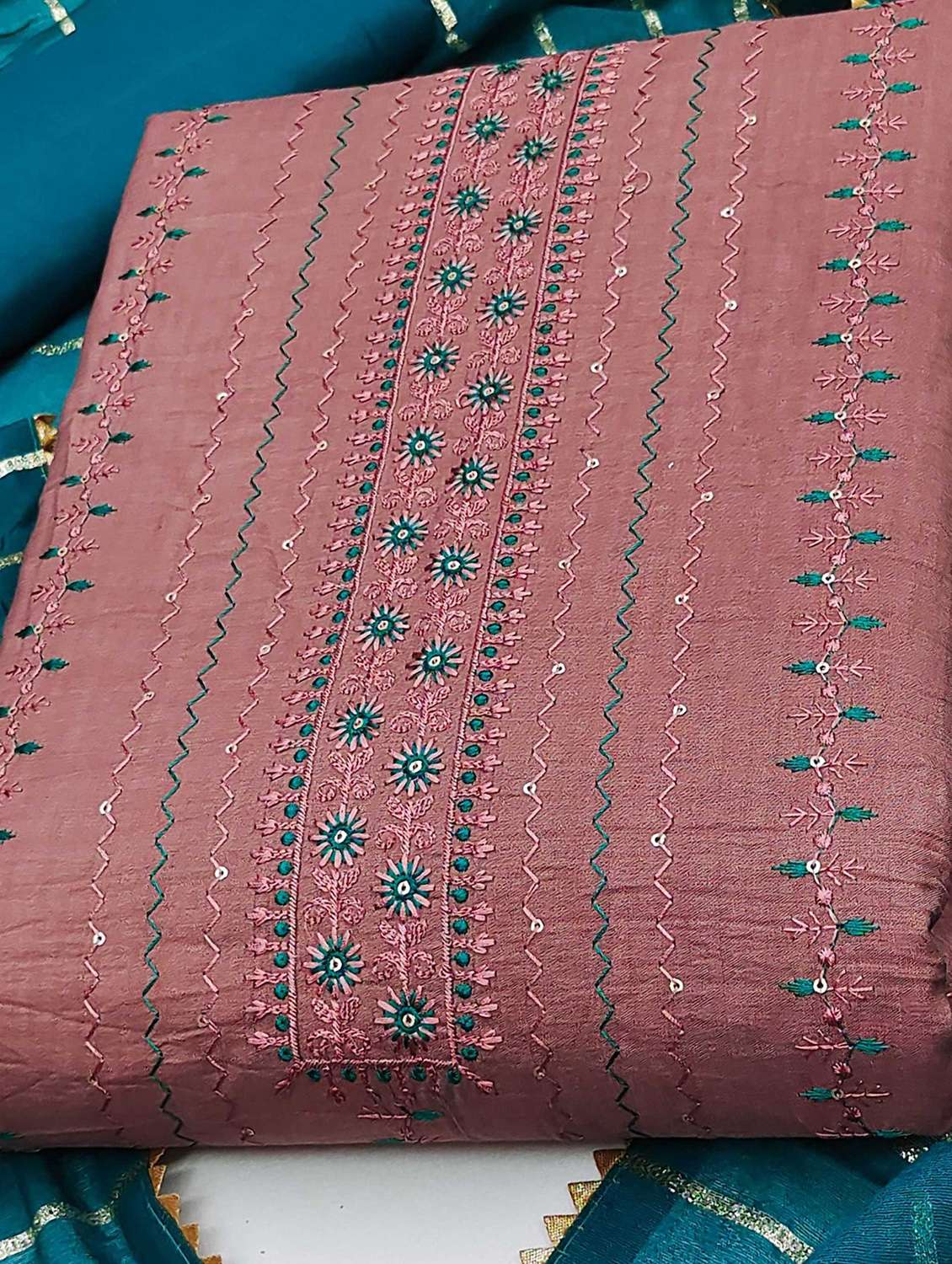 women solid with work embroidered unstitched suit set - 22003823 -  Standard Image - 2