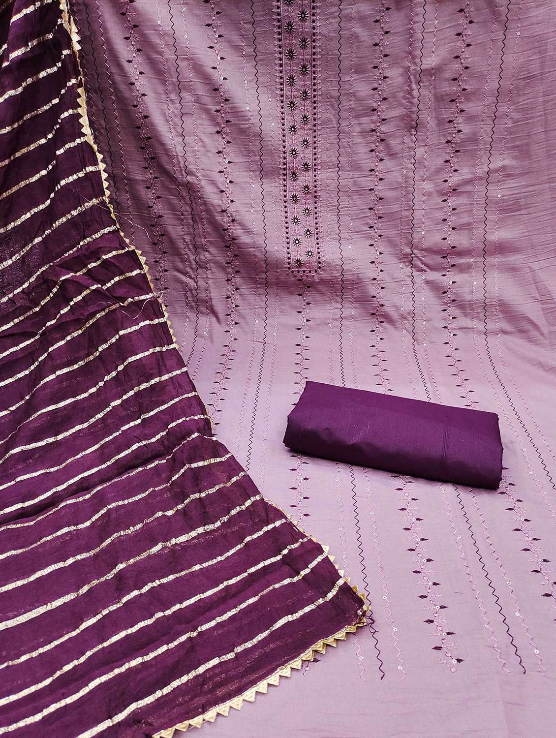 women solid with work embroidered unstitched suit set - 22003824 -  Standard Image - 2