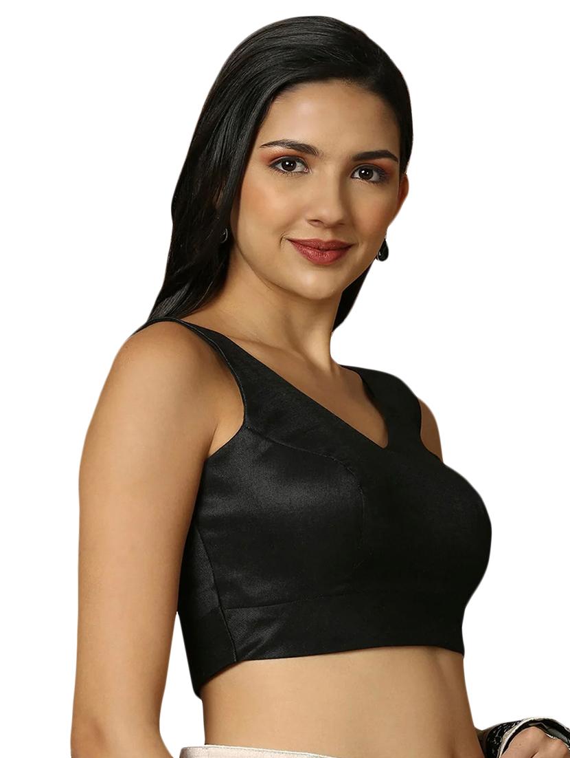 women solid v-neck sleeveless stitched blouse - 22003852 - Standard Image - 2