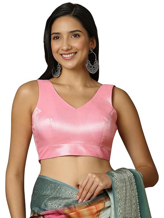 women pink sleeveless plain stitched blouse - 22003860 - Zoom Image - 0
