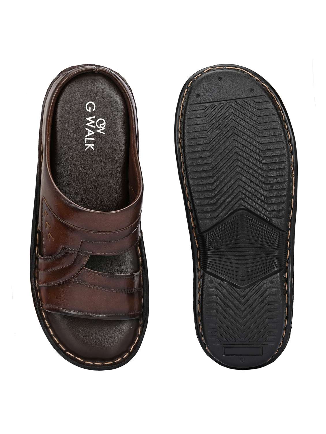 men brown slip on sandal - 22003924 -  Standard Image - 2