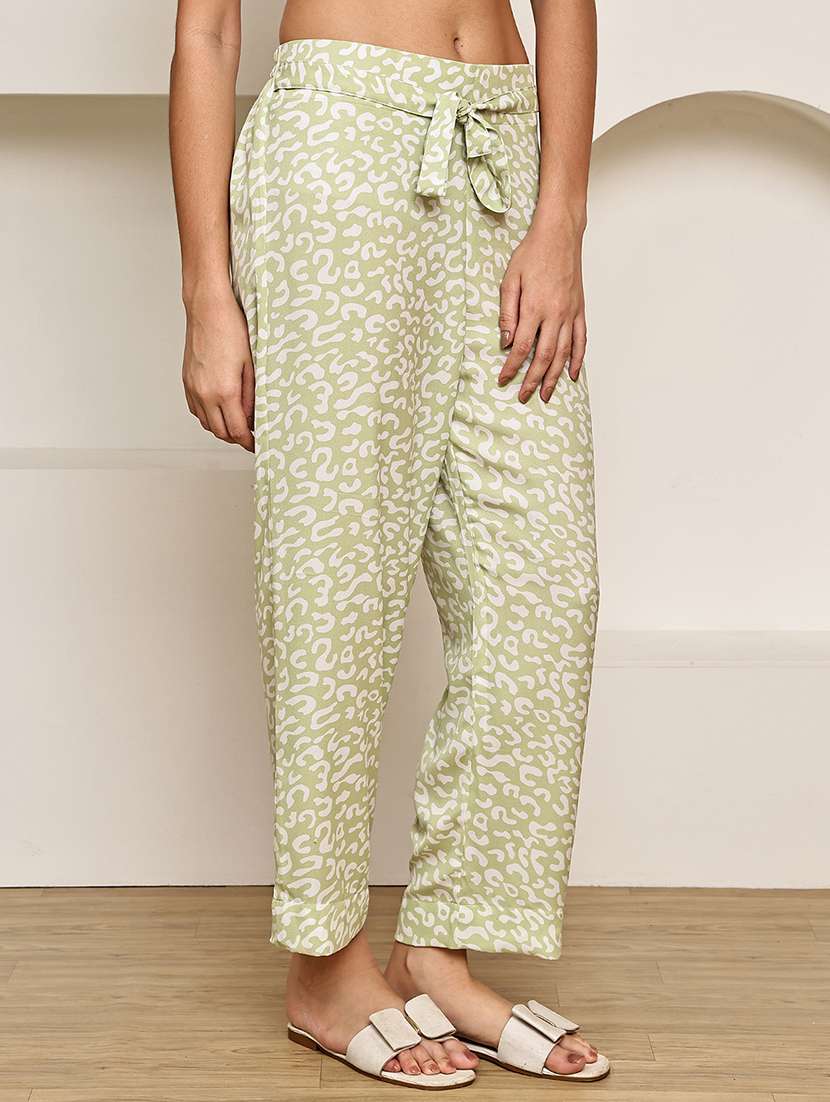 women neo mint printed mid rise ankle length straight trouser - 22003959 - Standard Image - 2