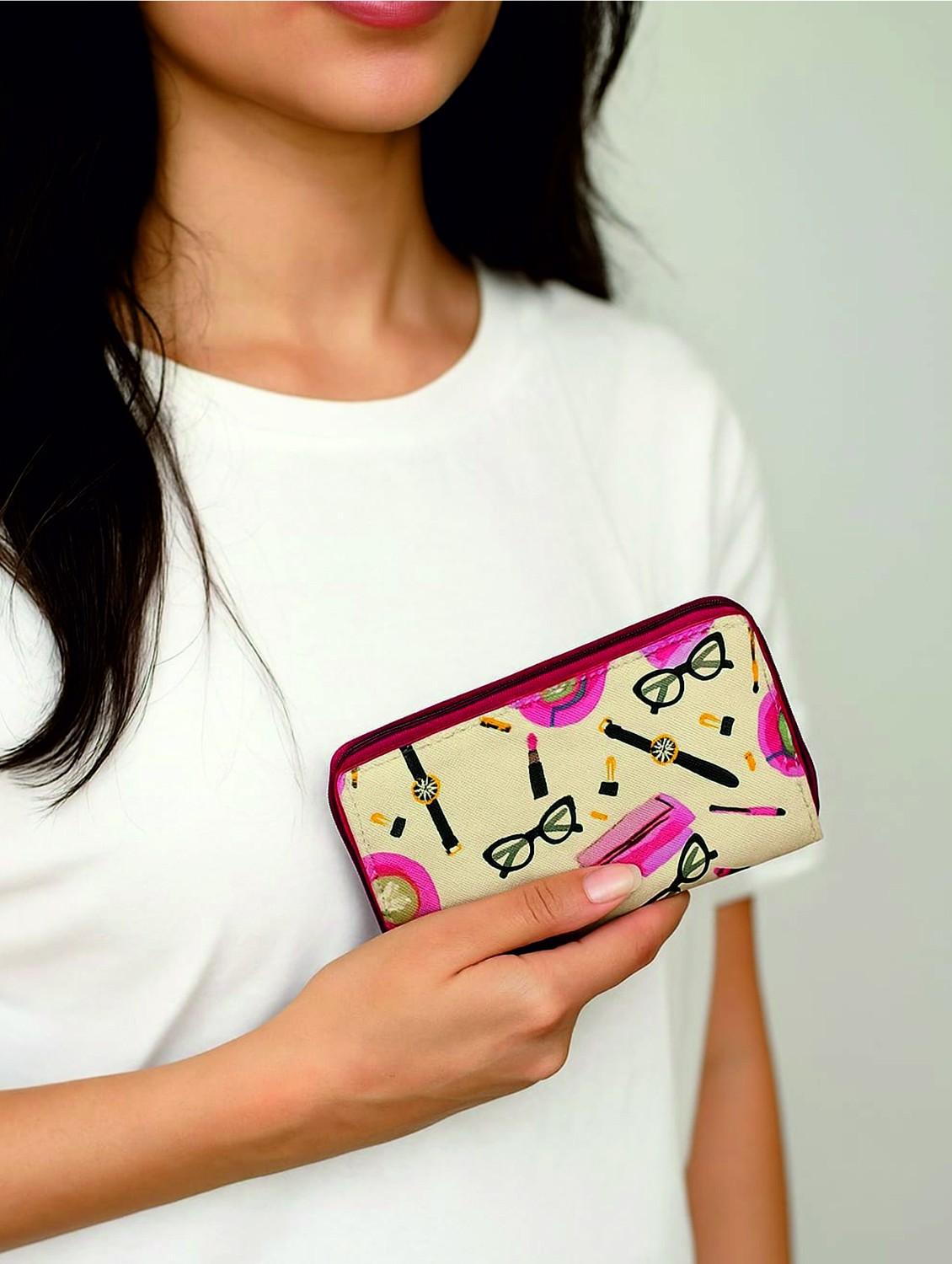 women printed zip-around synthetic wallet - 22003962 - Standard Image - 2