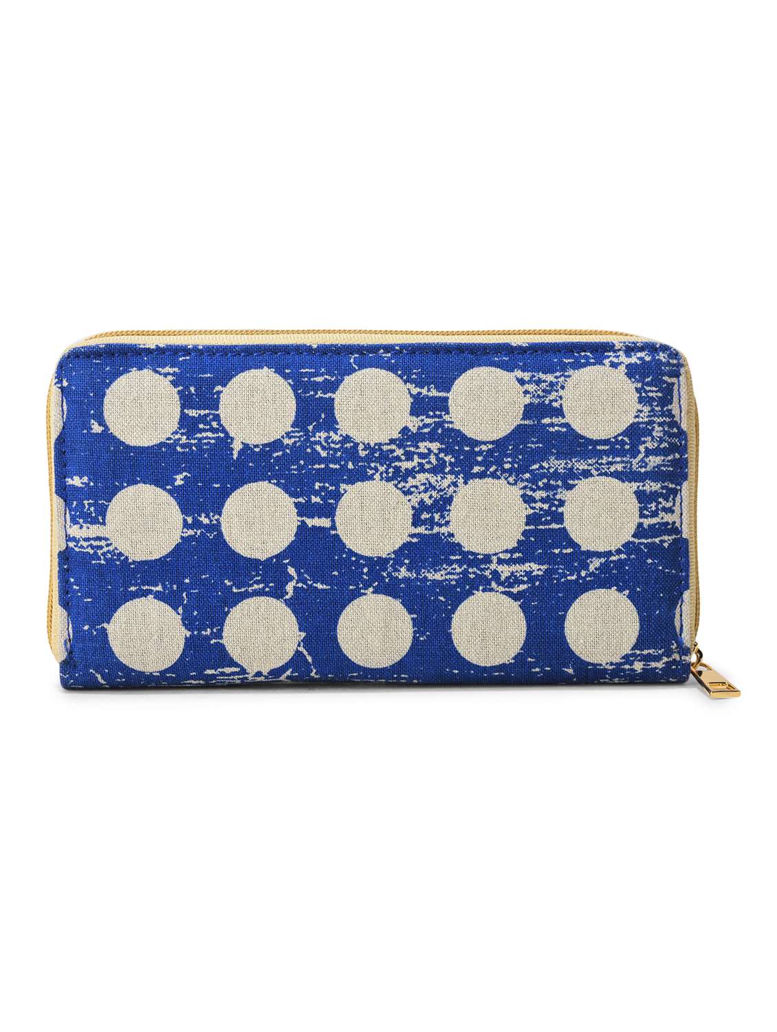 women polka dot blue fabric wallet