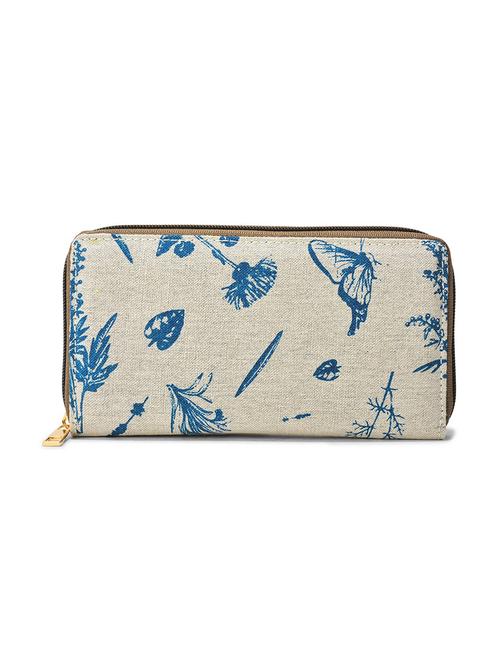 printed beige canvas zip around wallet - 22003965 -  Standard Image - 0