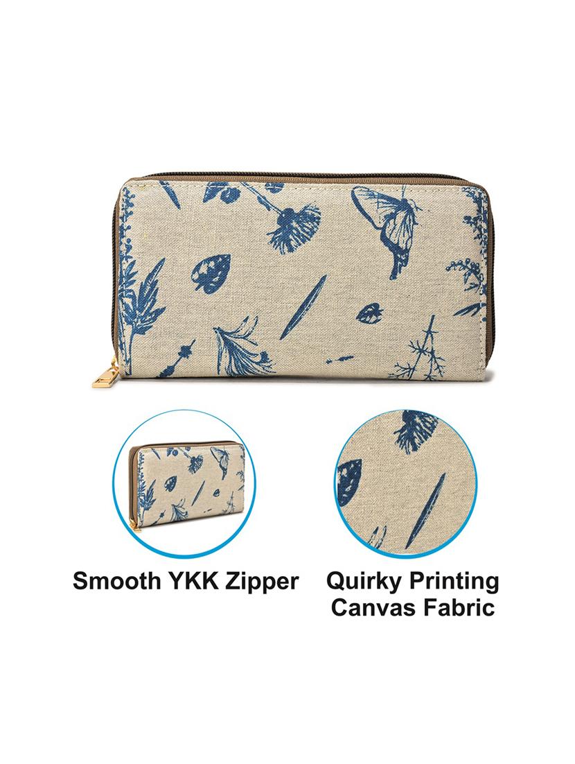printed beige canvas zip around wallet - 22003965 - Standard Image - 2