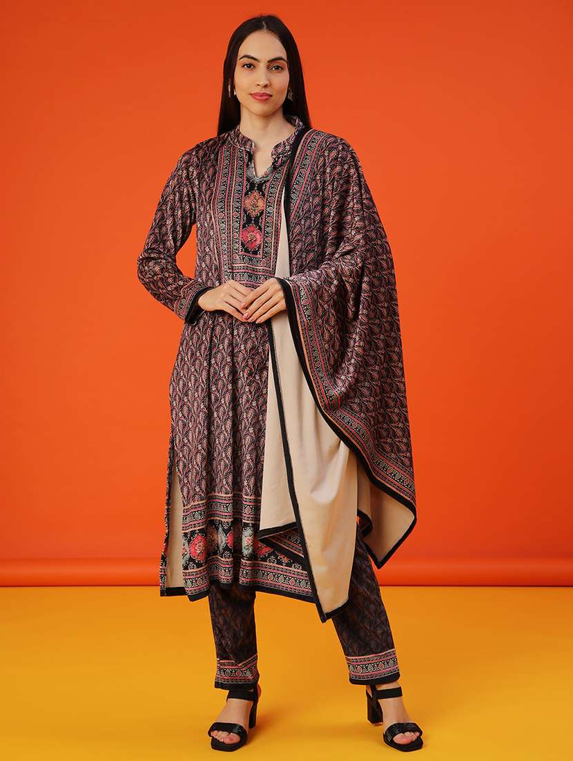 women self designed kurta pant with dupatta set