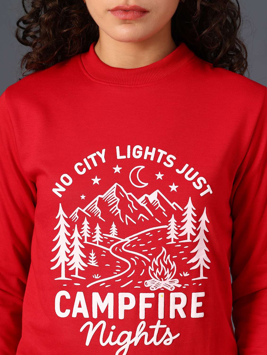 red fleece chest print sweatshirt - 22004072 -  Standard Image - 2