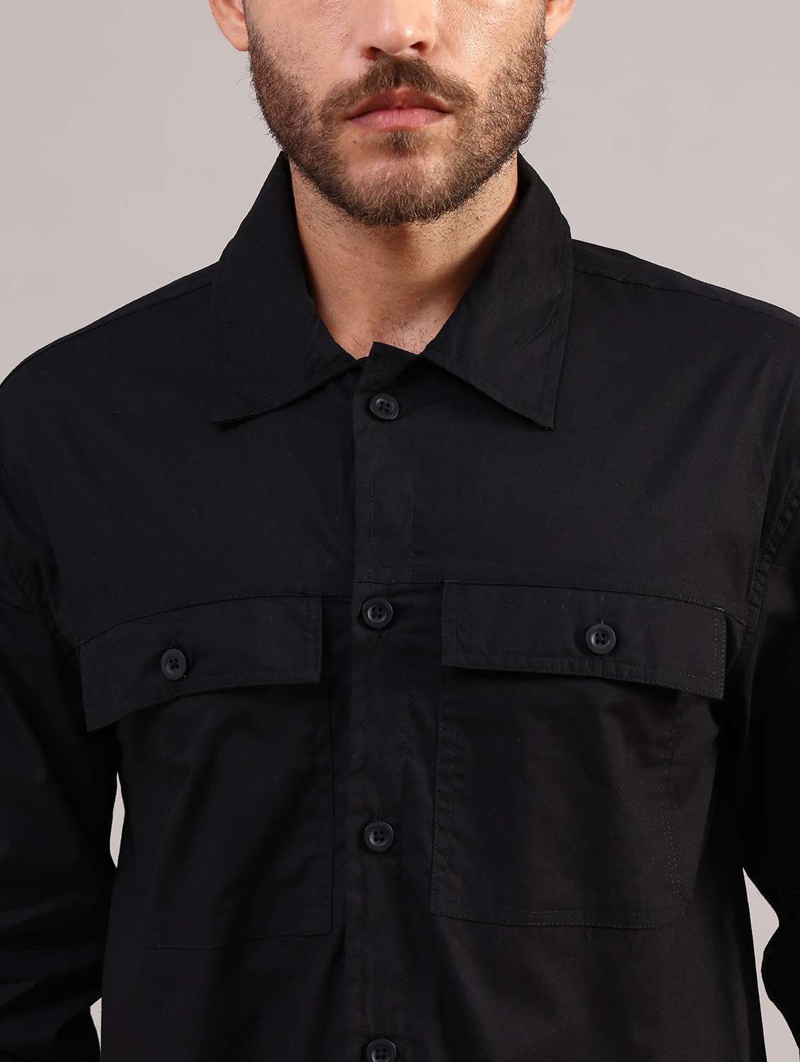 men solid collared long sleeve shirt - 22004202 -  Standard Image - 2