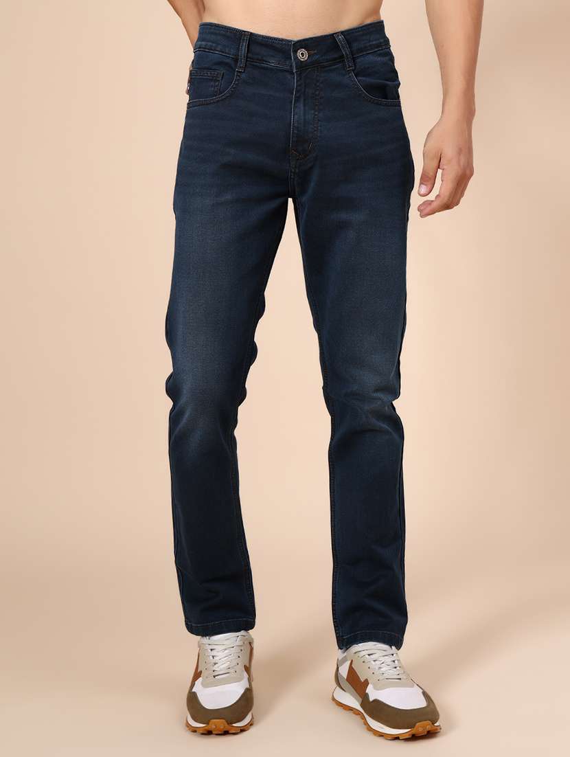 men solid mid rise slim fit jeans