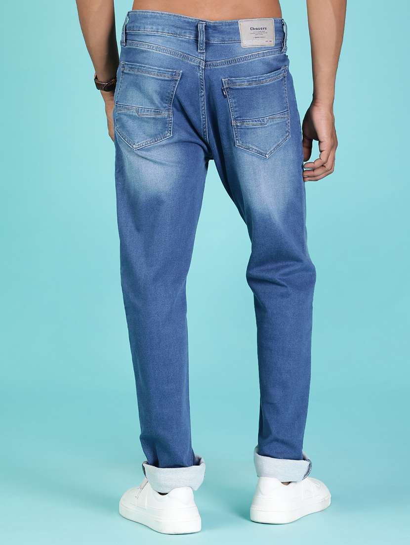 men solid mid rise tapered fit jeans - 22004222 -  Standard Image - 2