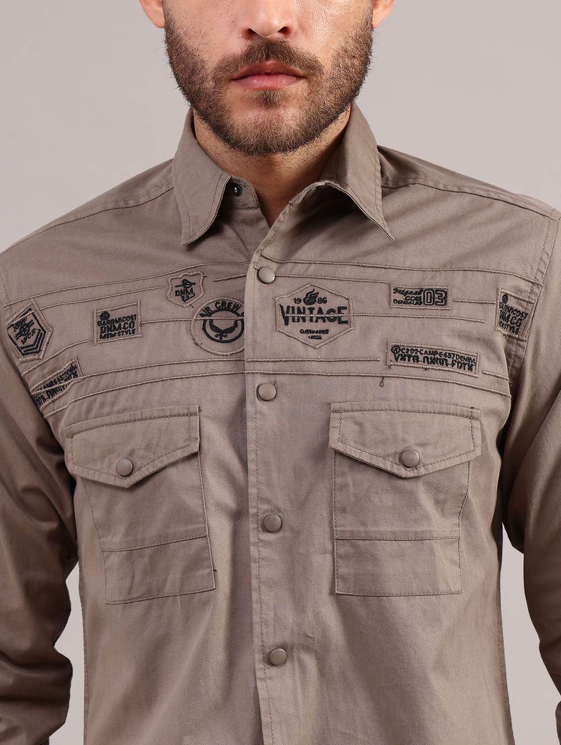 men solid collared long sleeve shirt - 22004260 -  Standard Image - 2