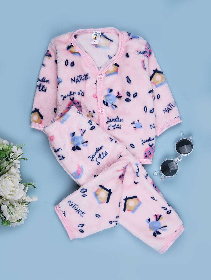 girls printed winterwear full length set