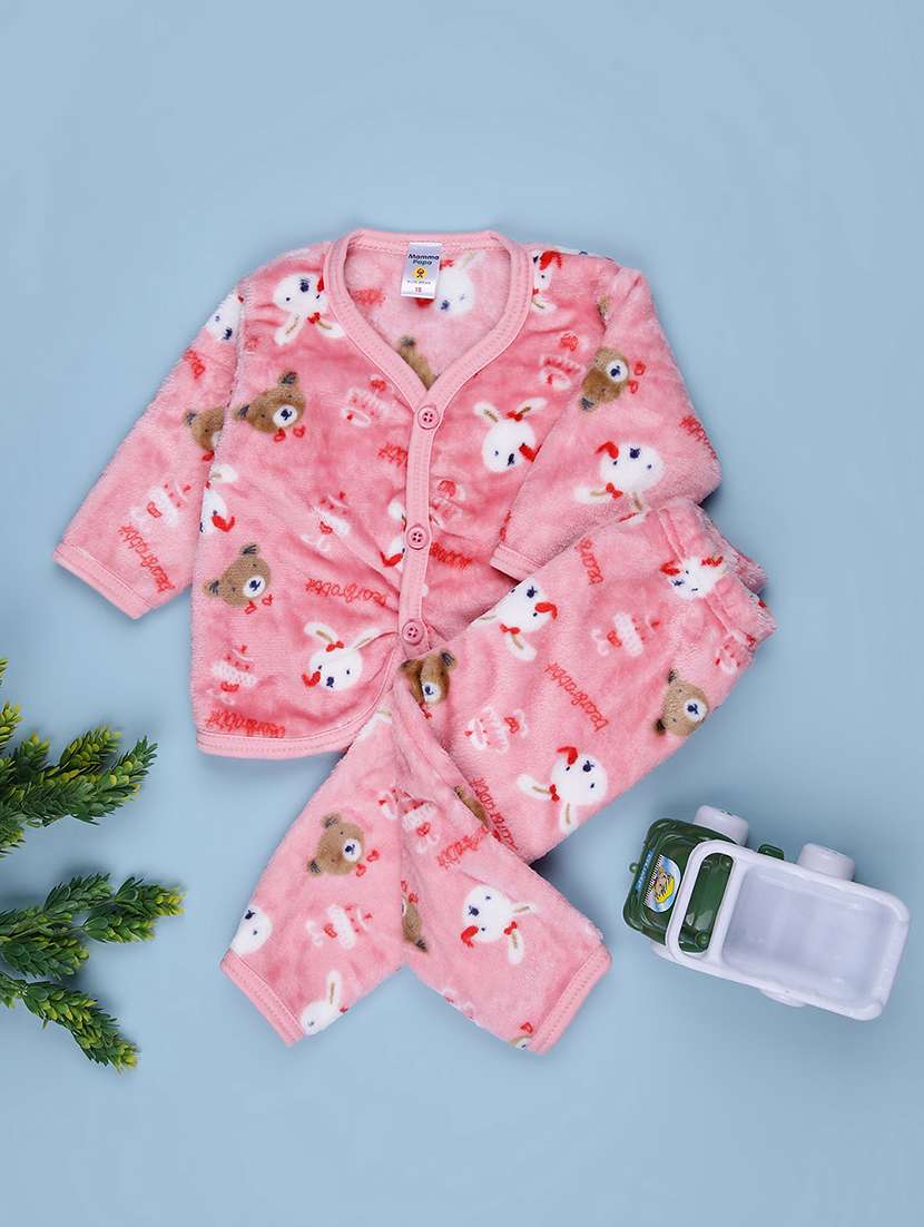 girls printed winterwear full length set