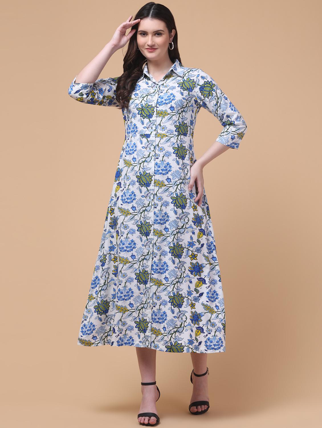 women floral print collared shirt dress - 22004338 - Standard Image - 2