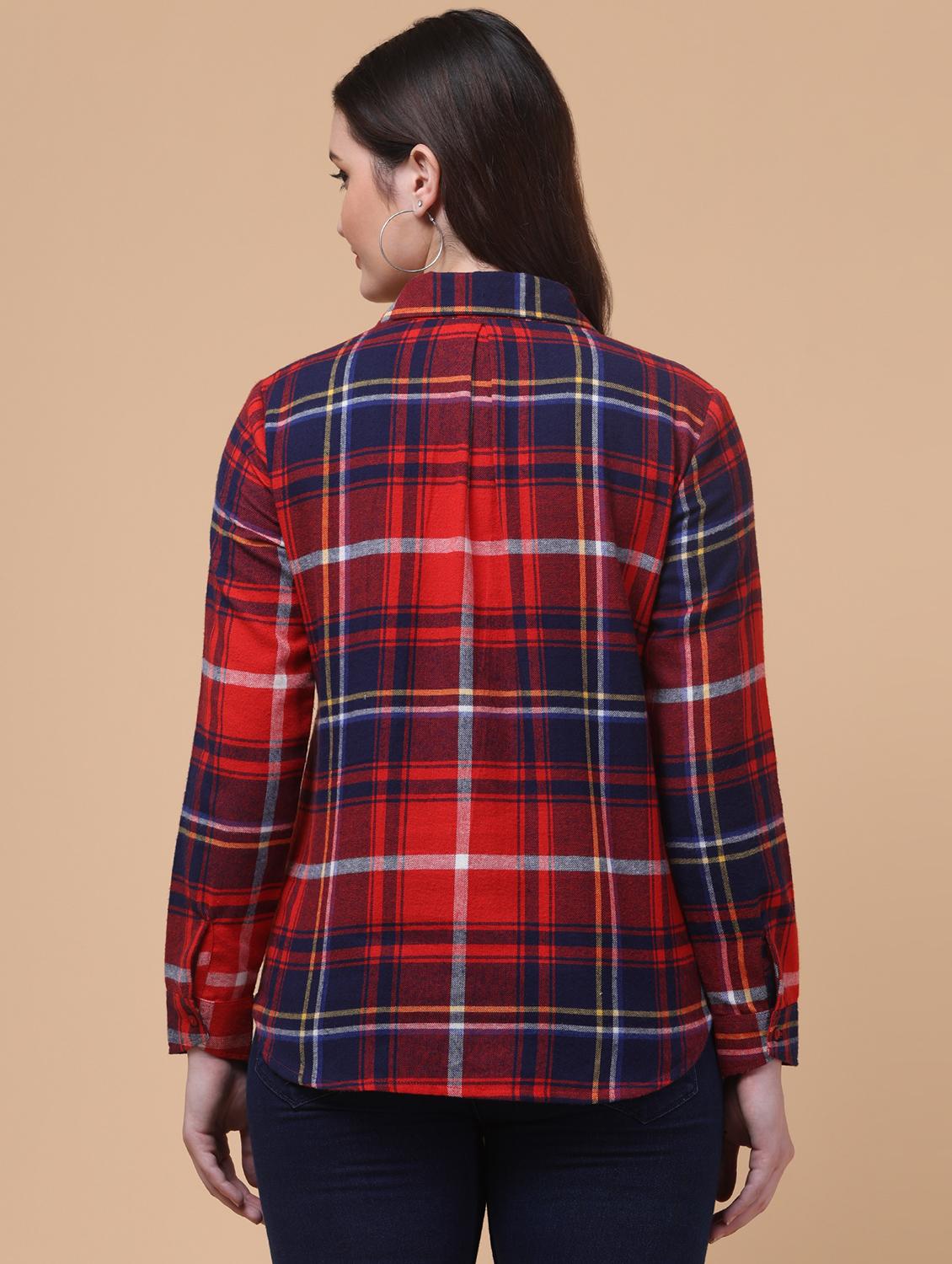women checkered collared long sleeve shirt - 22004343 - Standard Image - 2