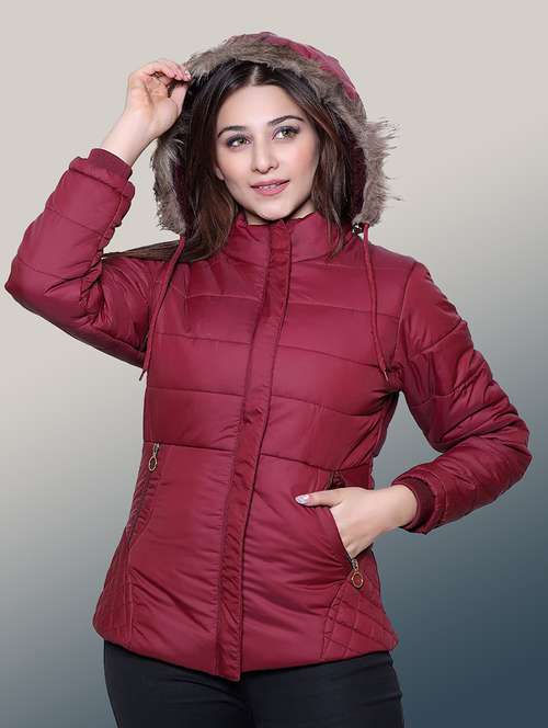 women solid long sleeve hooded quilted jacket - 22004351 -  Standard Image - 0